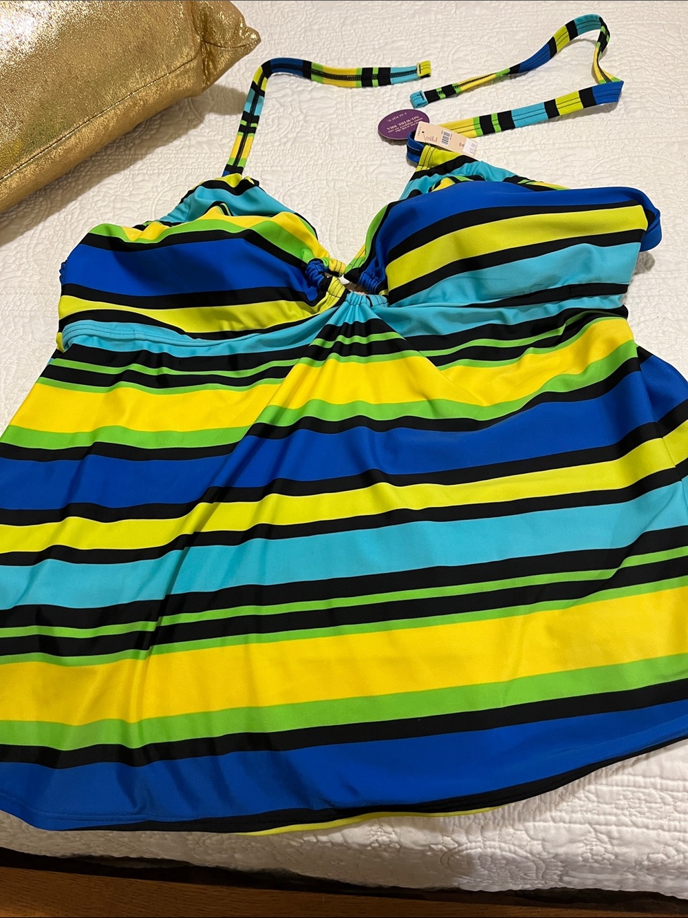 Striped Tankini set - Blue, Yellow & Green